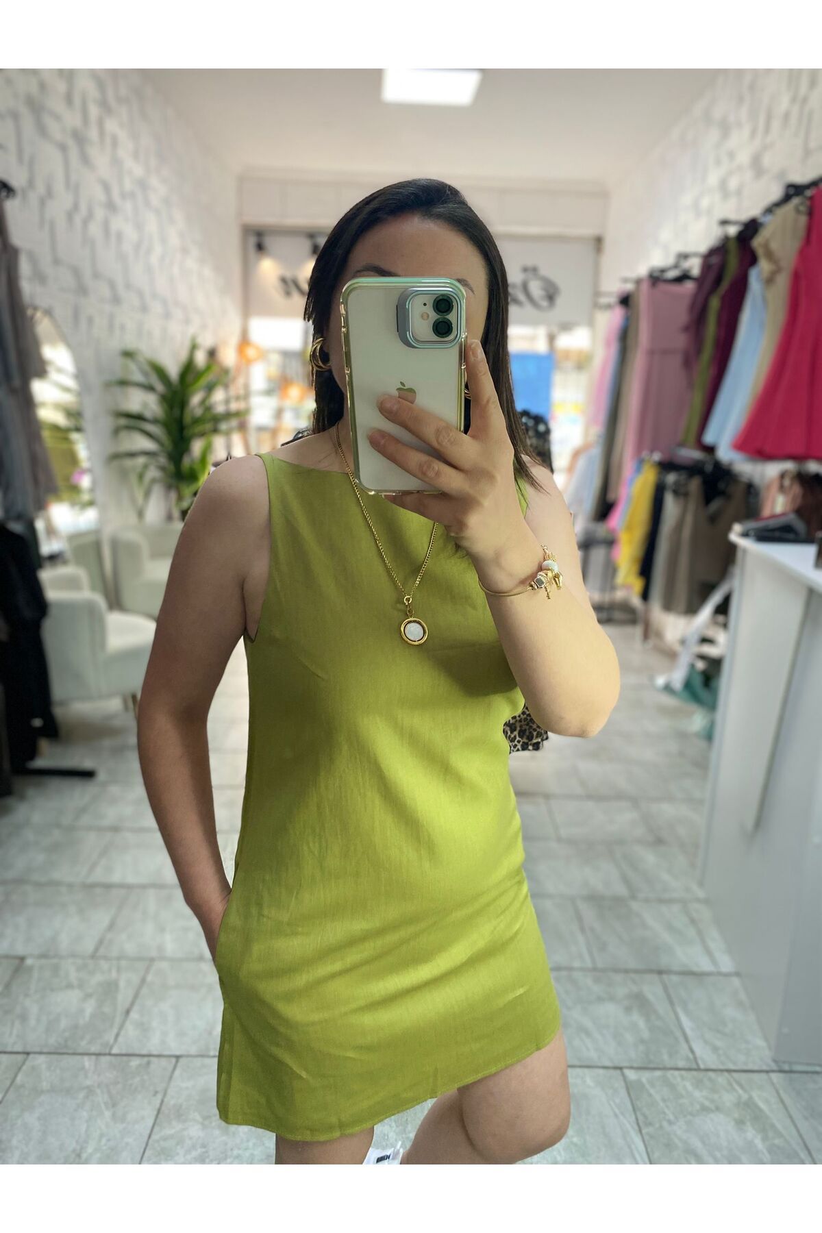 Flow YEŞİL SIRT DETAYLI ELBİSE
