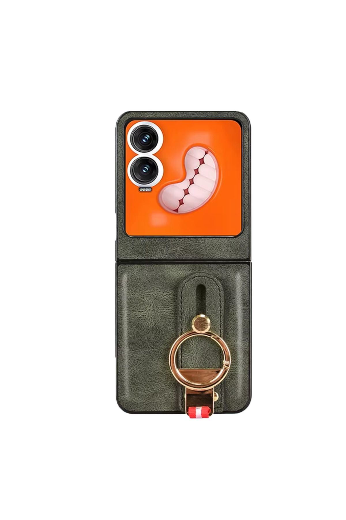 Microcase Tecno Phantom V Flip2 Askılıklı Standlı Açacaklı Deri Kılıf-AL5118
