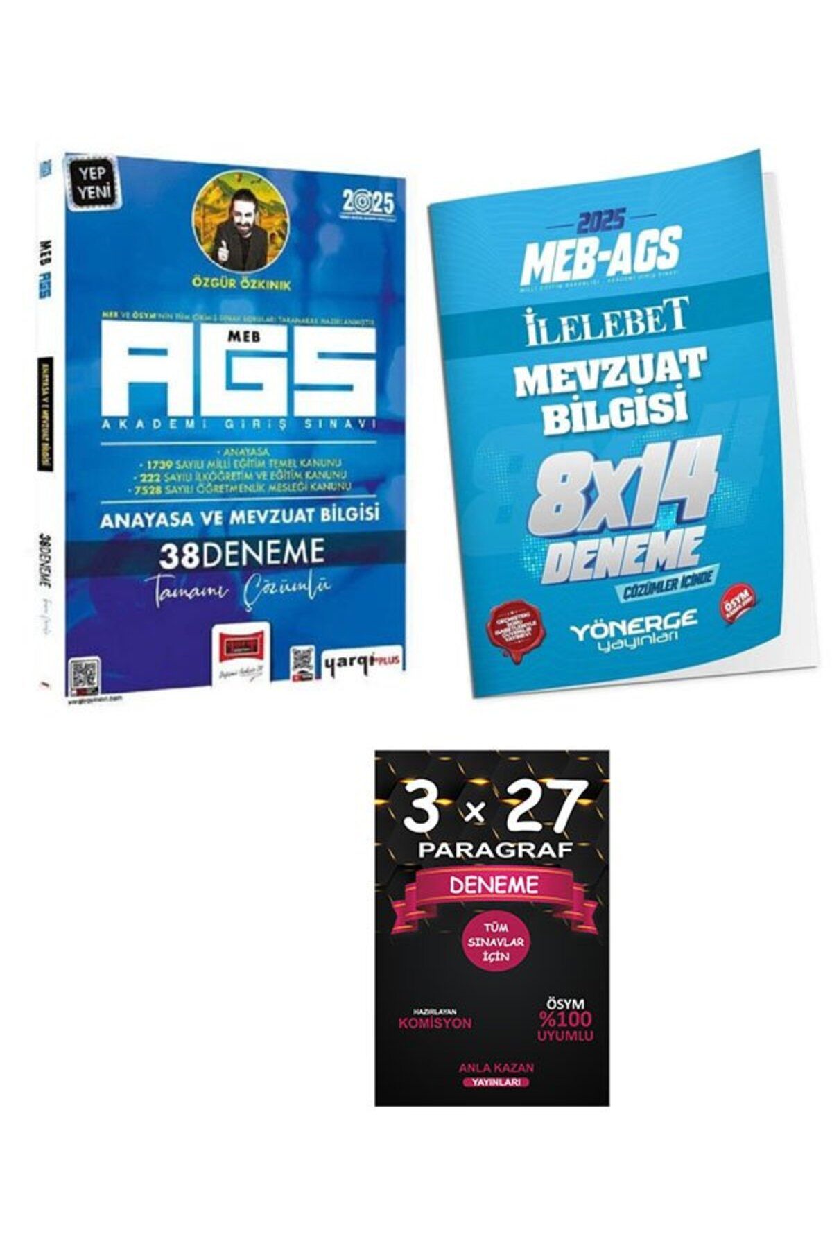 Anla Kazan Yayınları Yargı + Yönerge MEB-AGS Anayasa ve Mevzuat Bilgisi 38+14 Deneme 2 li Set