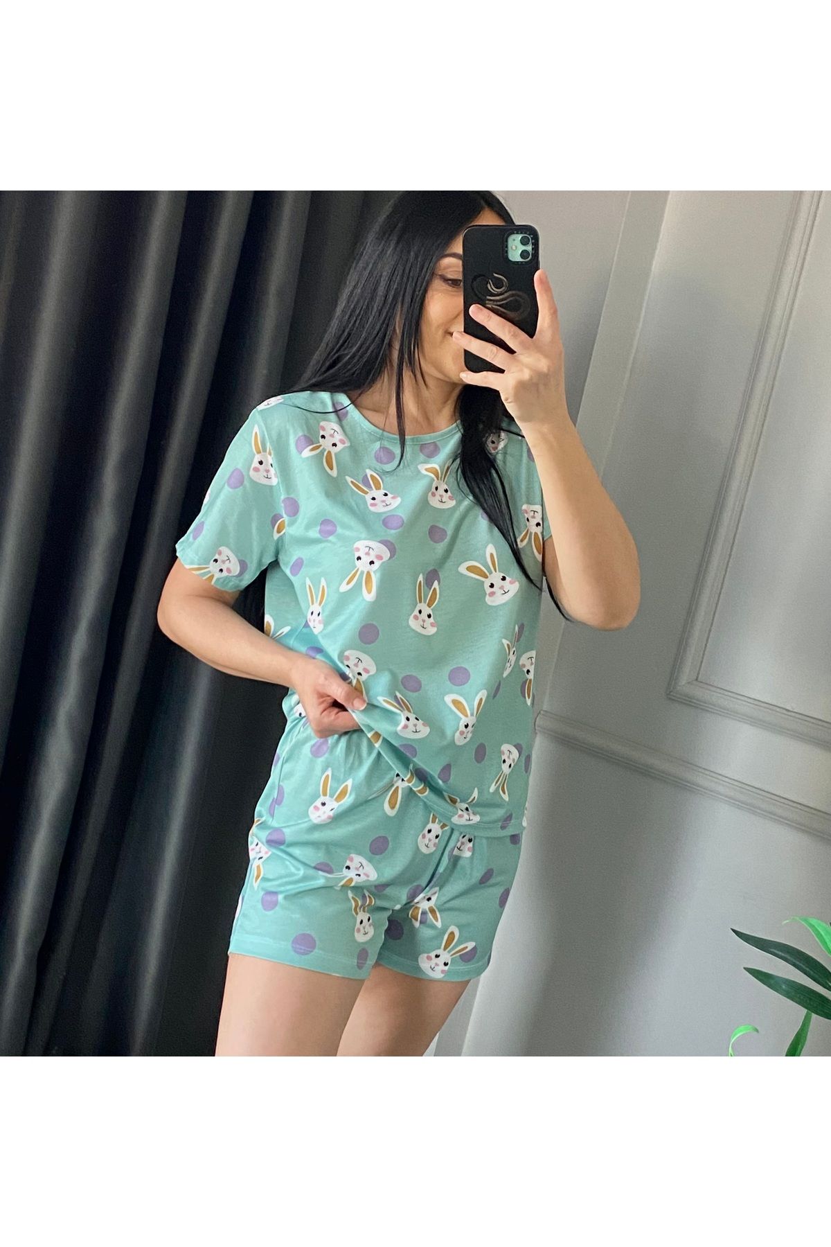 noir boutique TAVŞANLI ŞORTLU PİJAMA TAKIMI