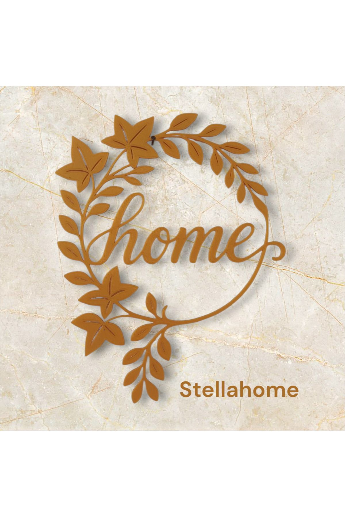 Home altın yazılı yaprak detaylı modern dekoratif duvar süsü veya kapı süsü