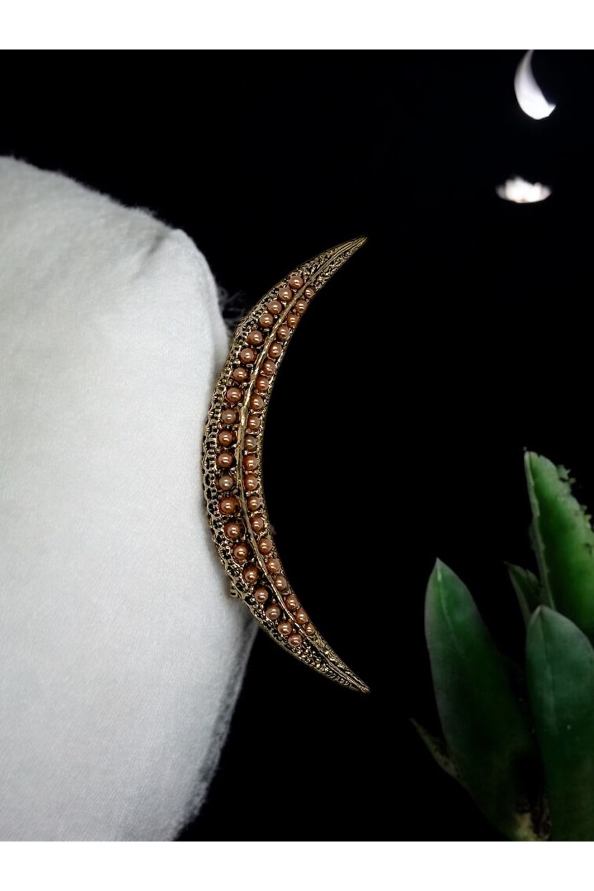 FUYA JEWELLERY Elmas Montür Hilal Broş