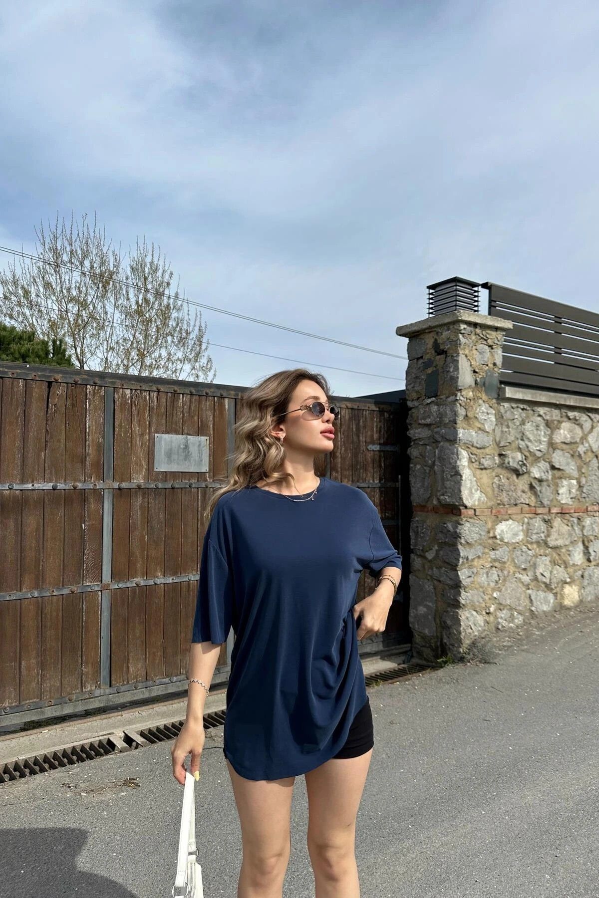 CIQULATA Oversize Modal Tshirt Lacivert