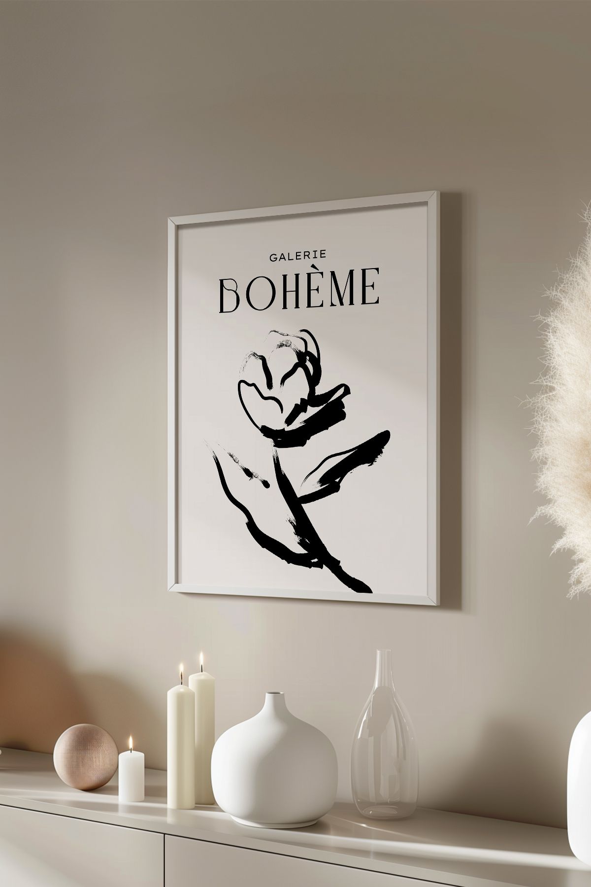 Basquiart Bohemian Serisi Beyaz Çerçeveli Poster, Tablo No:127
