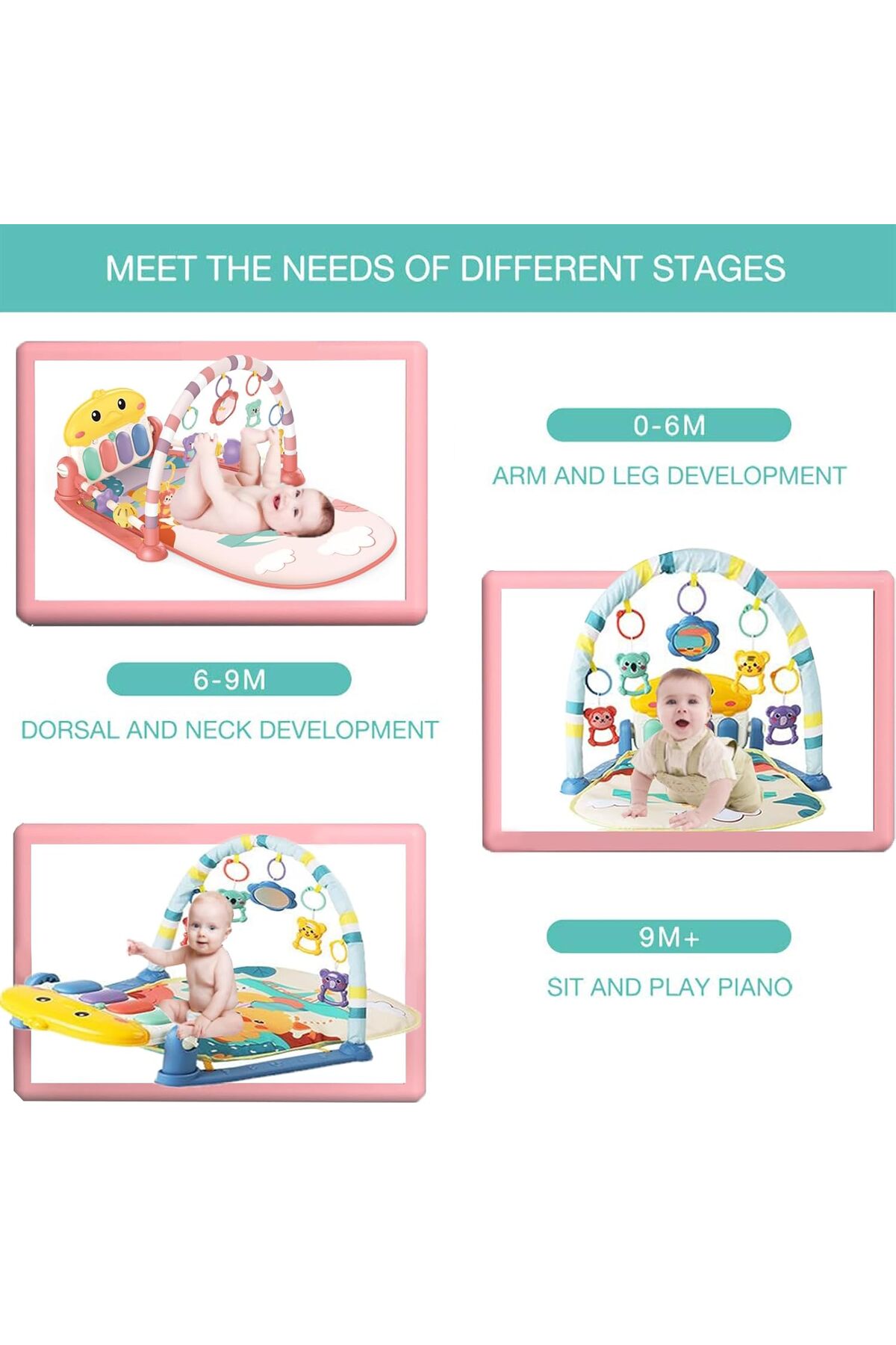 YILDIRIM OYUNCAK Bebek Oyun Halısı Piyanolu, Gökkuşağı Ördek Desenli 73 cm Sesli Dönenceli Bebek Halısı fotoğrafı 3 (önizleme)