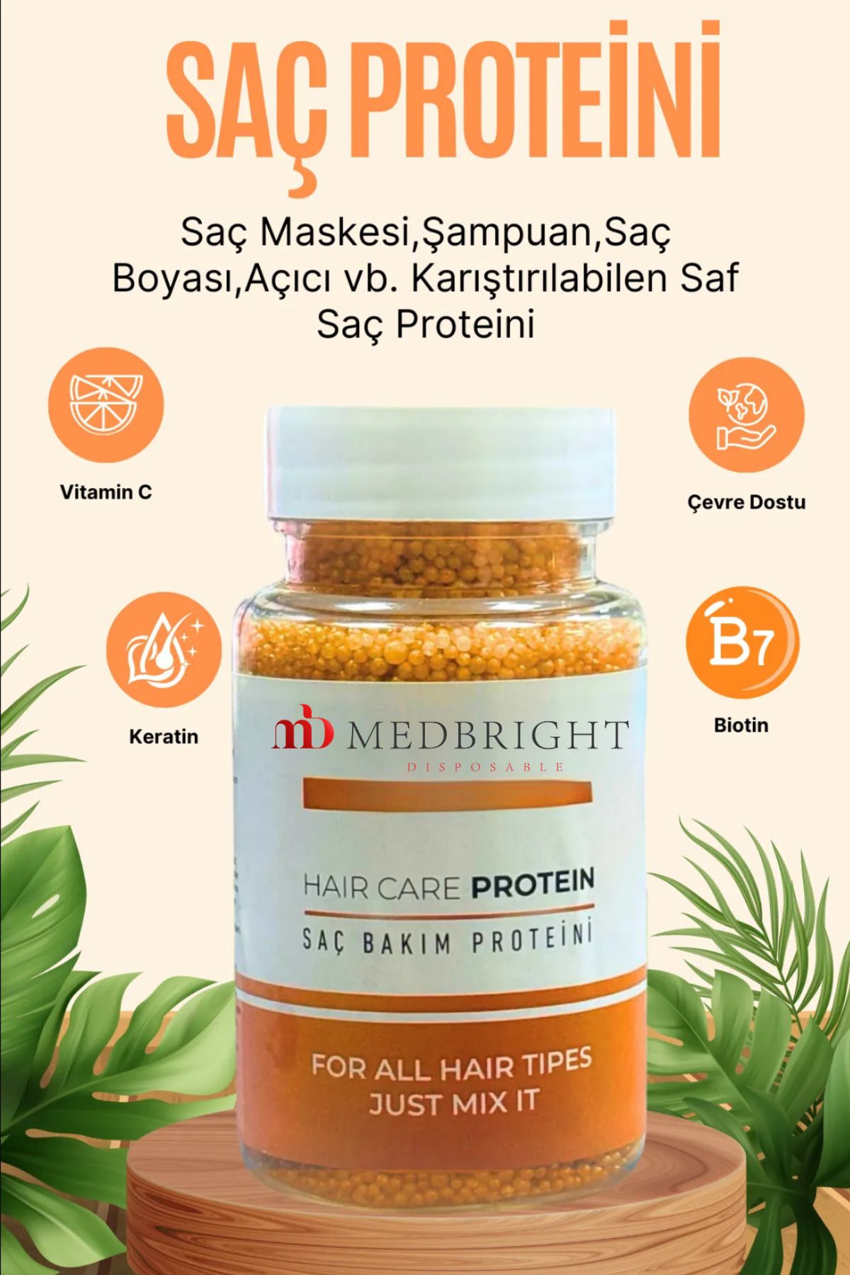 MEDBRIGHT BioProtein Saç Güçlendirici Bakım Tozu 50 gr – Dökülme ve Yıpranmaya Karşı Destek