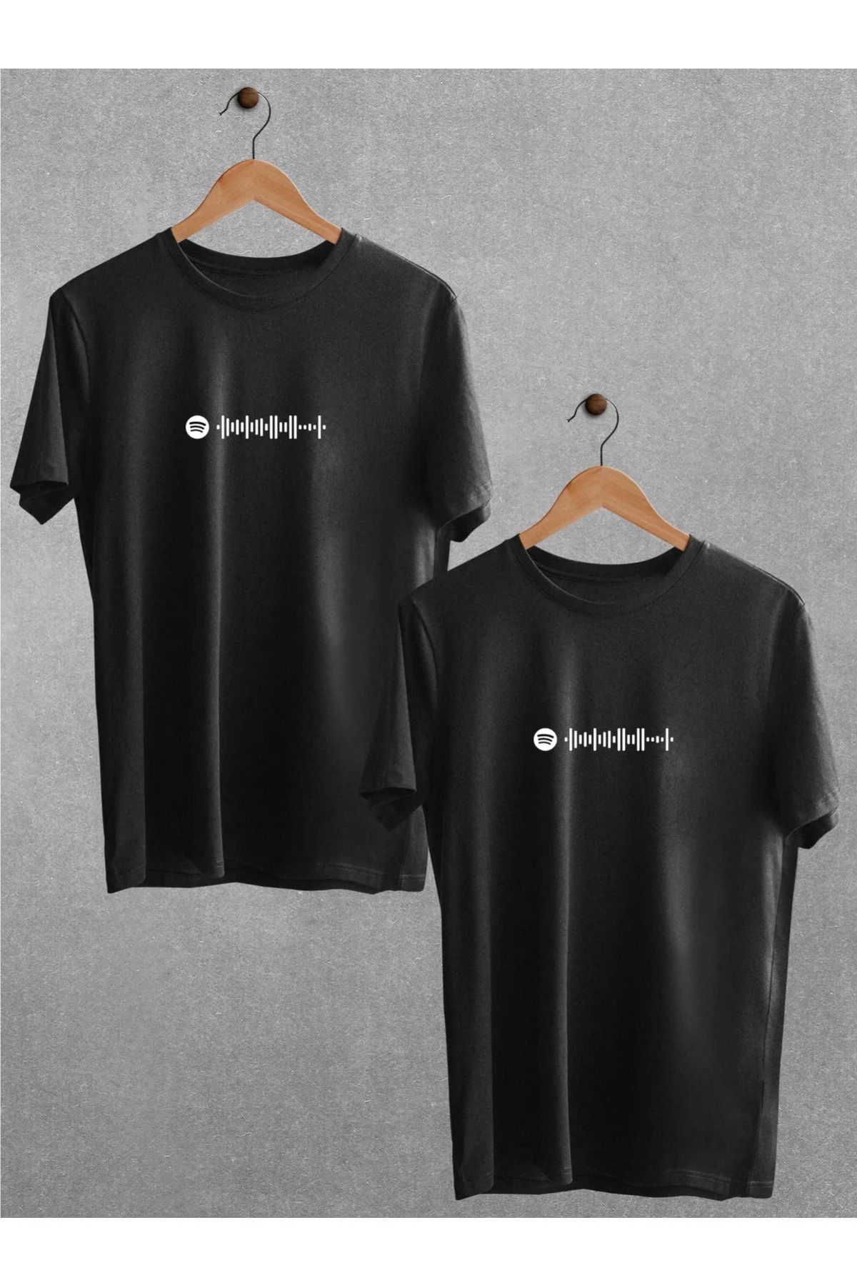 DESCARTES Spotify Ed Sheeran Shape Of You Tişört Sevgili Çift Takım Siyah Beyaz Oversize Couple T-shirt