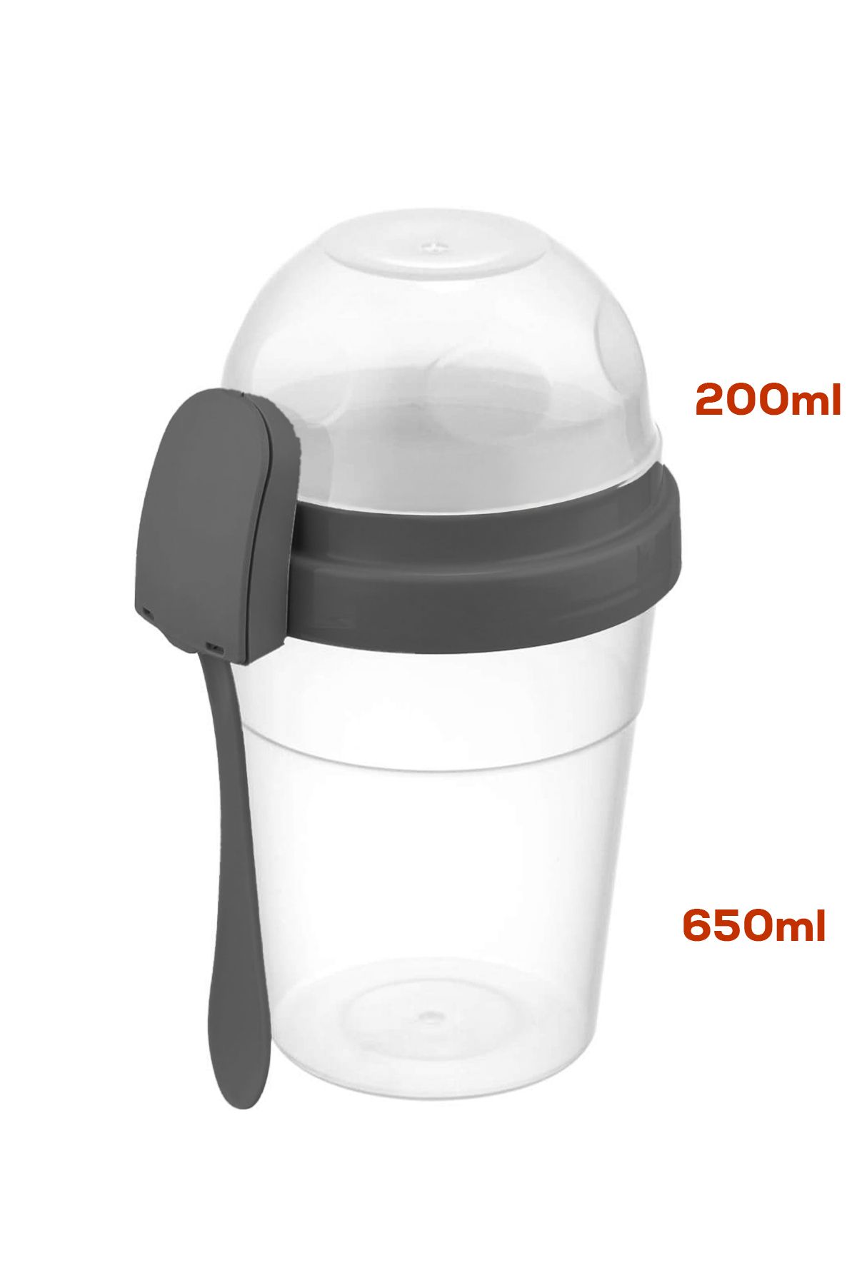 Porsima-4327 Yogurt Container – Practical Portable Snack Container with Spoon-Anthracite 650Ml+200Ml 4