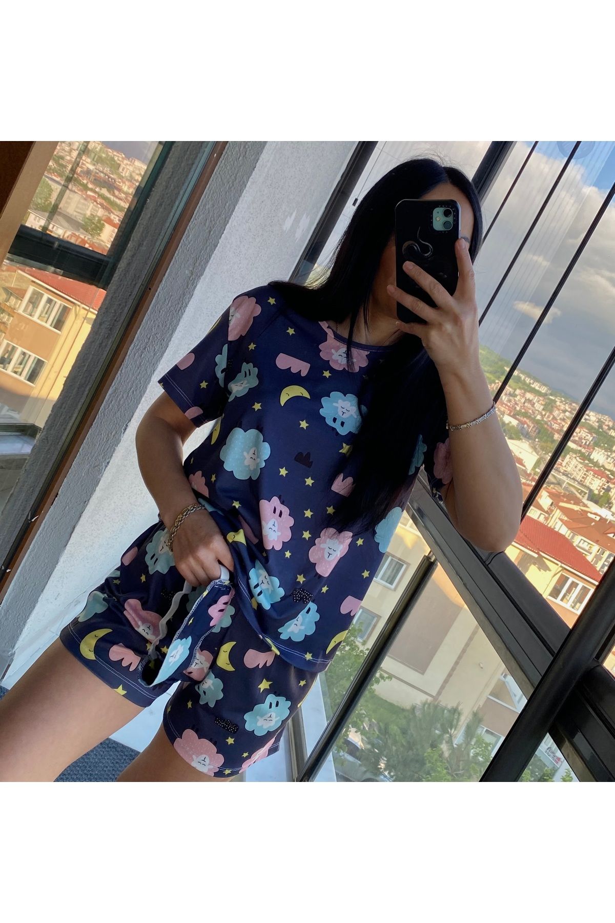 noir boutique KUZULU ŞORTLU PİJAMA TAKIM
