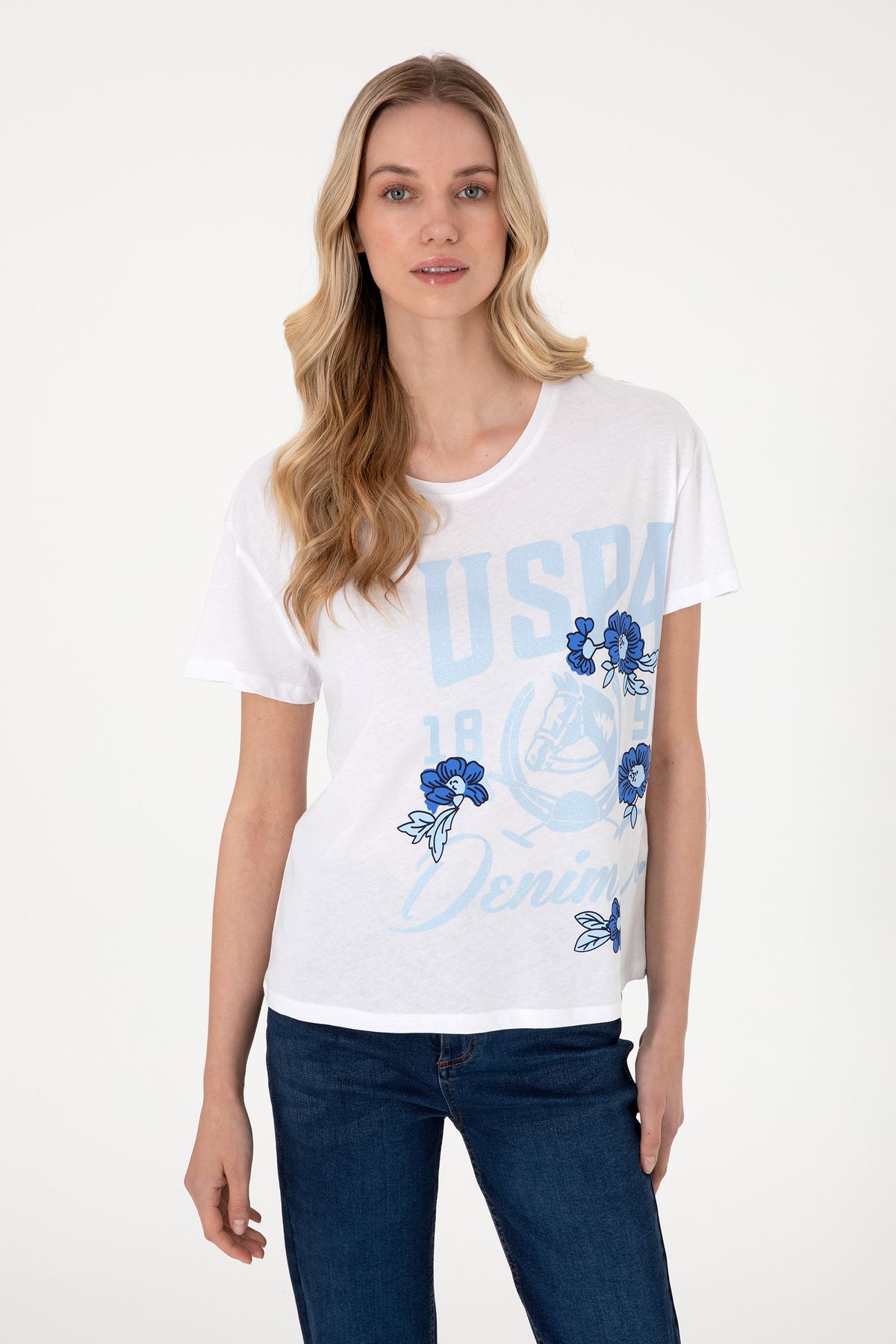 U.S. Polo Assn. Kadın Beyaz Tişört 50299670-VR013