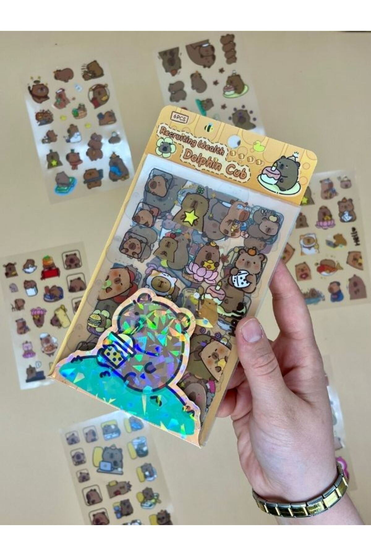 Kağıt Gemi Dükkan Recruıting Wealth 6 Yaprak 112 Adet Capybara Sticker Set/Su Geçirmez/Etiket/Kapibara/Bullet