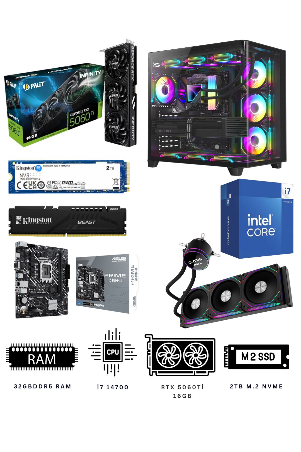 alltech Super Star 32X İ7 14700 32GB DDR5 2TB NVME M.2 RTX 5060Tİ Ekran Kartlı Oyuncu Bilgisayarı