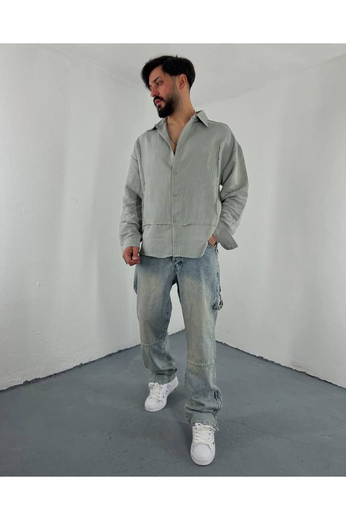FURY wear Design OverSize Çizgili Gömlek