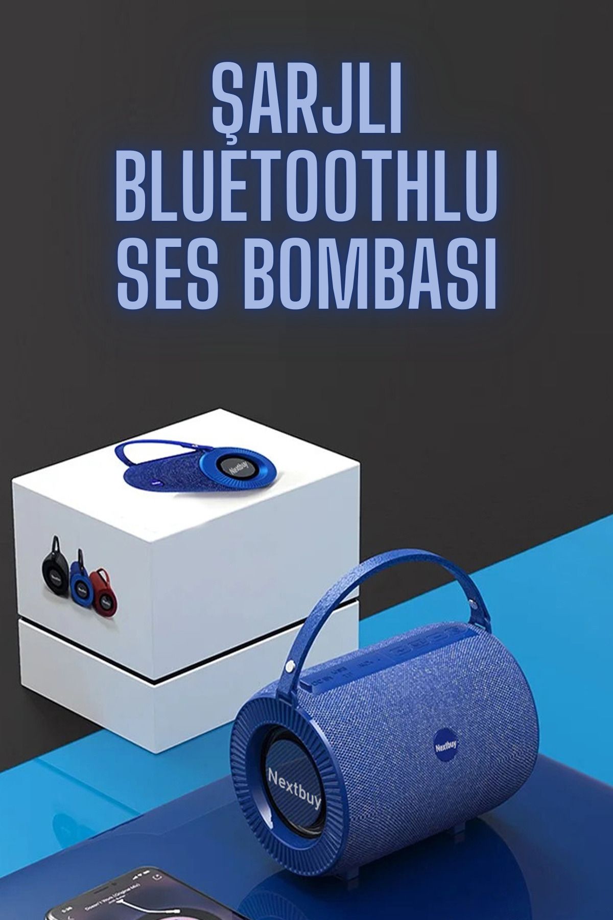 nextbuy Şarjlı Bluetooth Hoparlör Parti Hoparlörü Ses Bombası Kamp Aux,Usb,Sd Kart Hoparlör Kırmızı