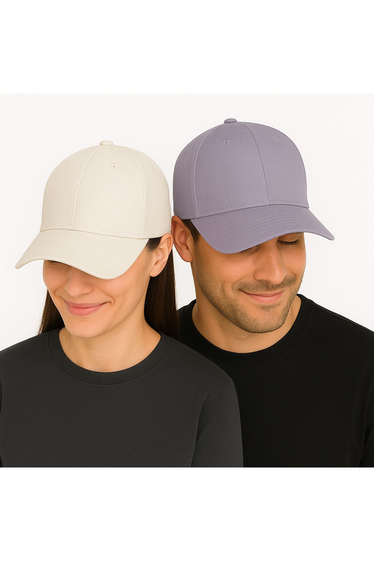 SFCOLLECTION Unisex Pamuklu Spor Şapka – Düz Renk Yazlık Ayarlanabilir Kep 2’li Set (Kadın & Erkek)