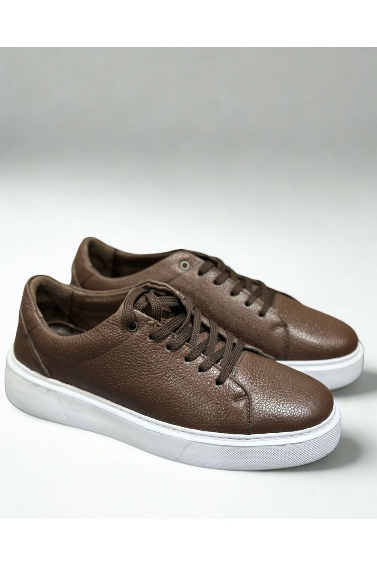 LINASHOES07 ERKEK KAHVERENGİ Hakiki Deri Ayakkabı Sneaker Günlük Yüksek Tabanlı Erkek