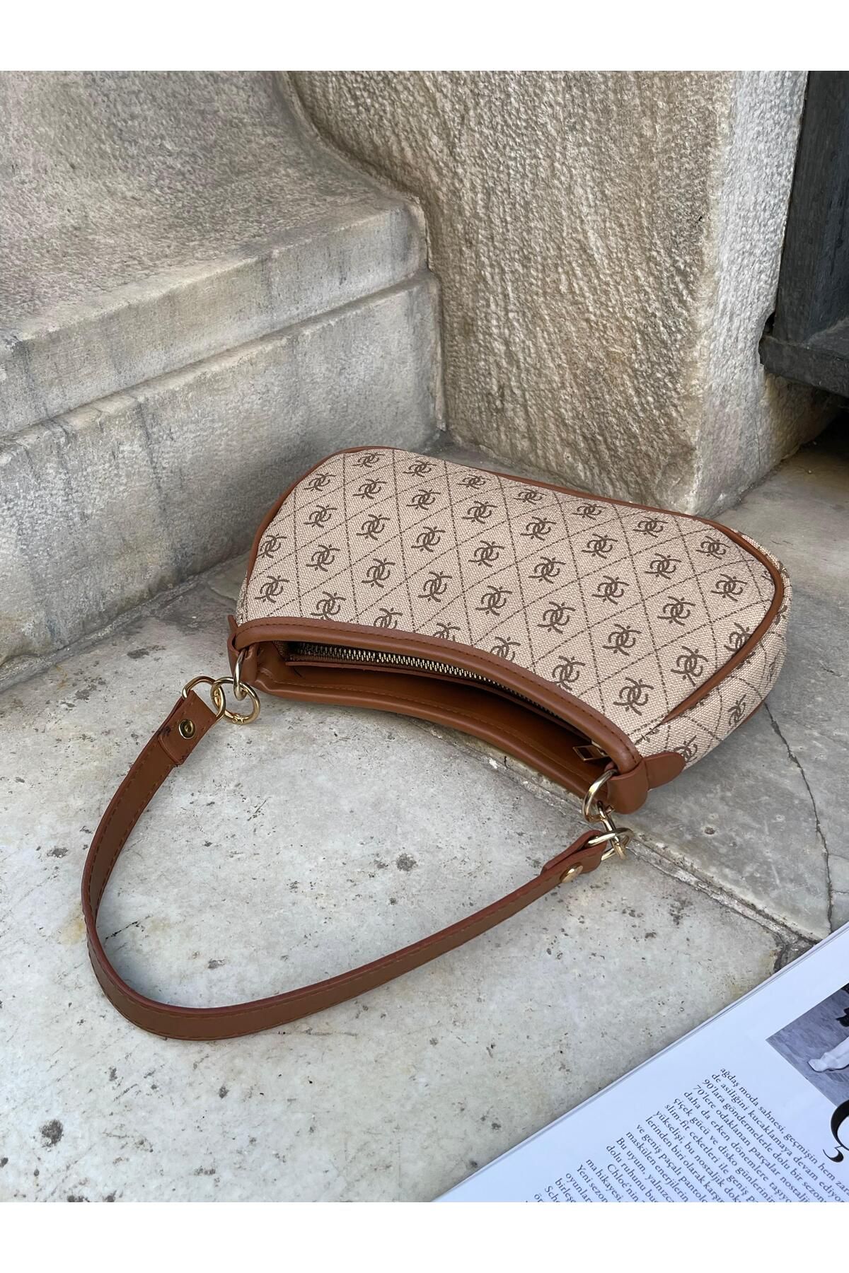 nura Taba Kadın Monogram Baget El Ve Omuz Çantası