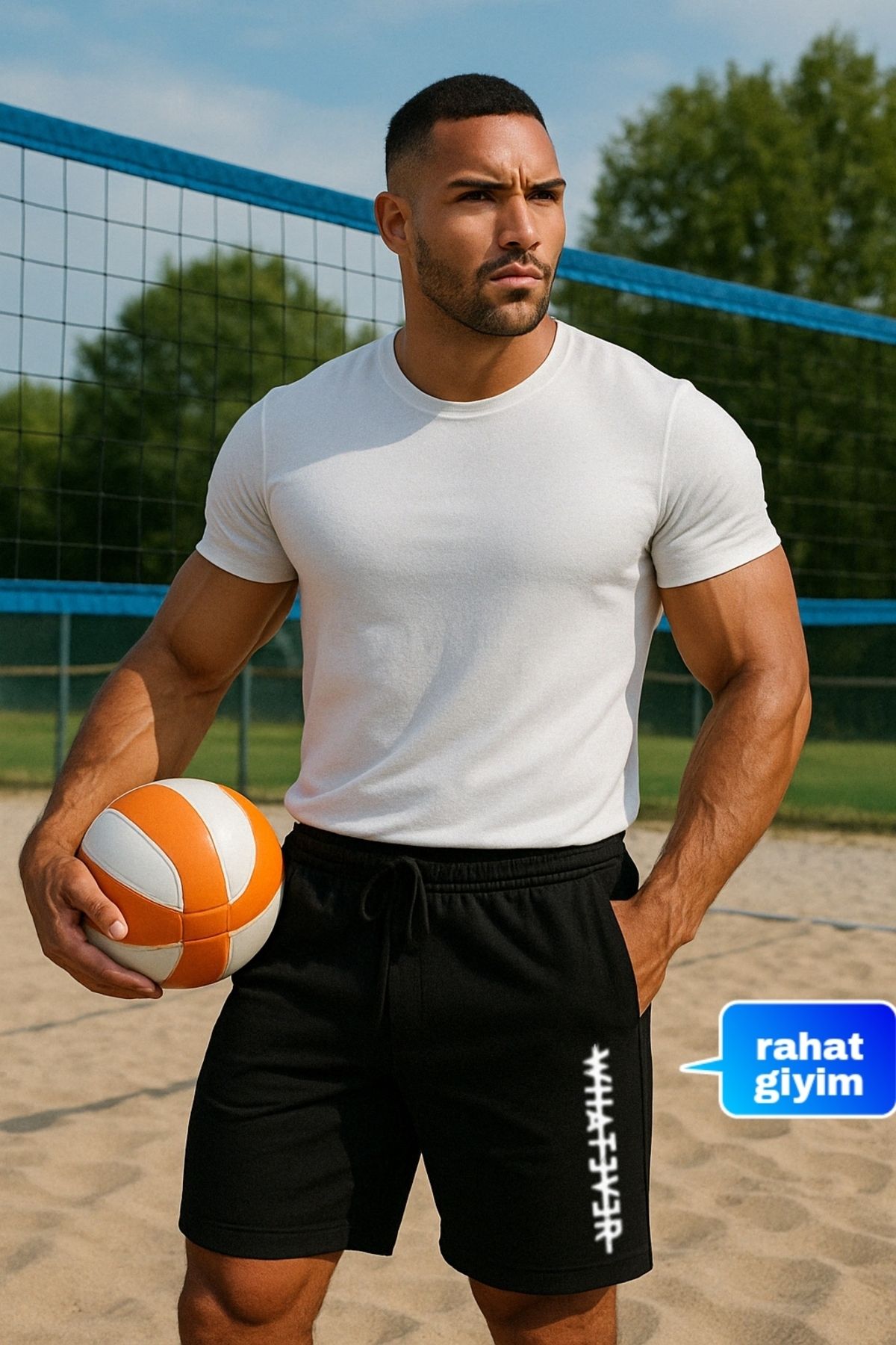 NETTENSTORE baskılı spor şort erkek giyim rahat giyim