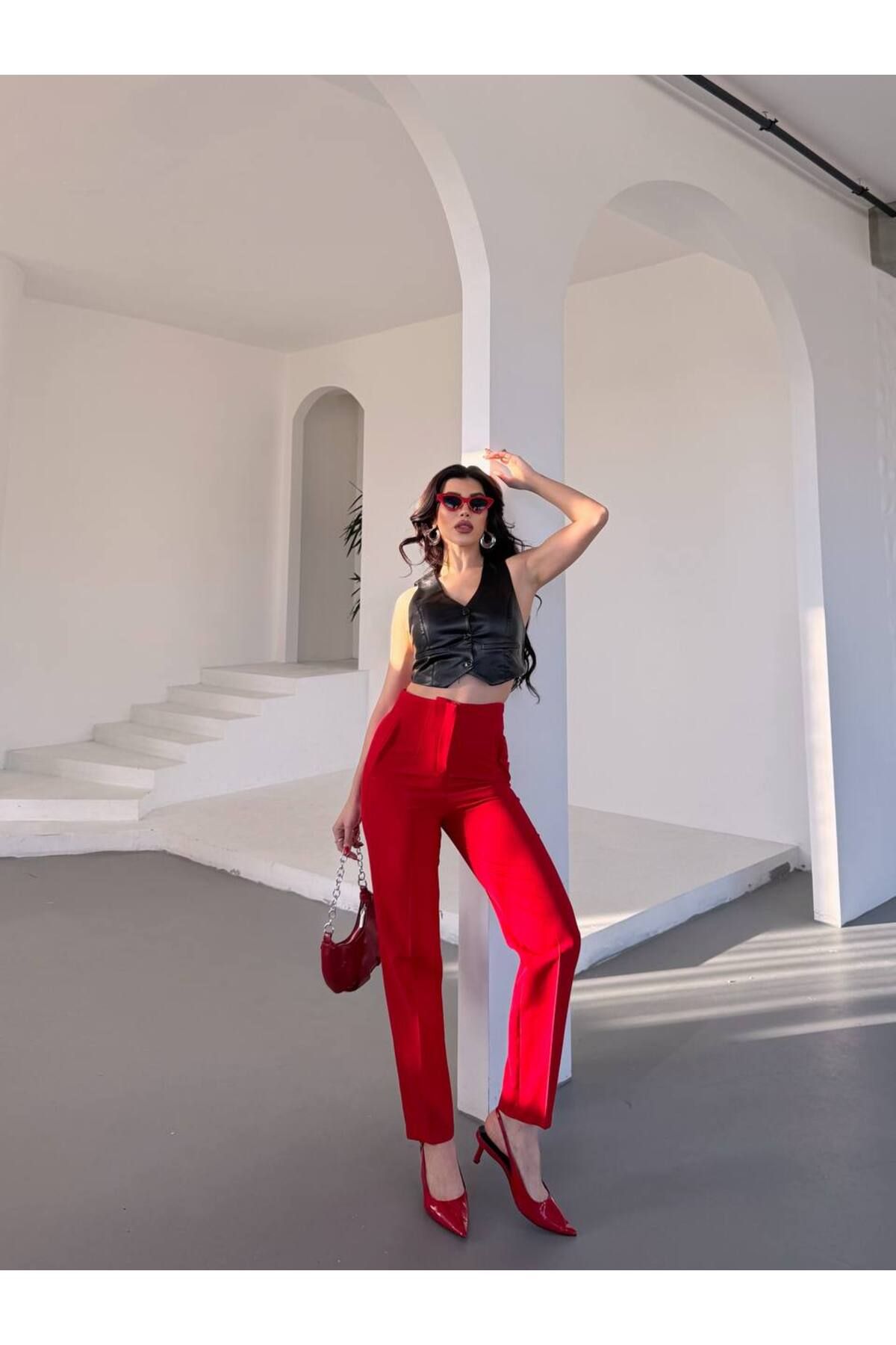 BARG FASHION Kadın Dar Kesim Kumaş Pantolon