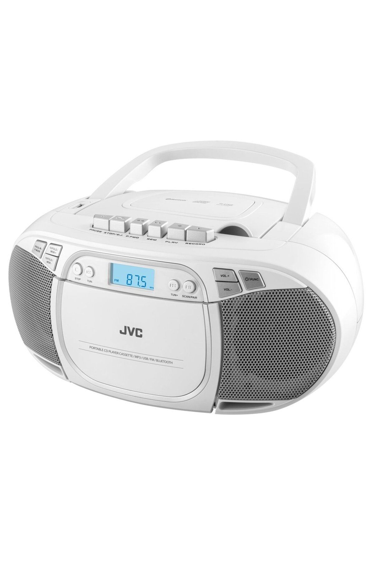 JVC-Radio With Cassette And CD Player RC-E451W, 2 X 1.6 W RMS, FM, Bluetooth, USB, Mp3, Aux In, White 3