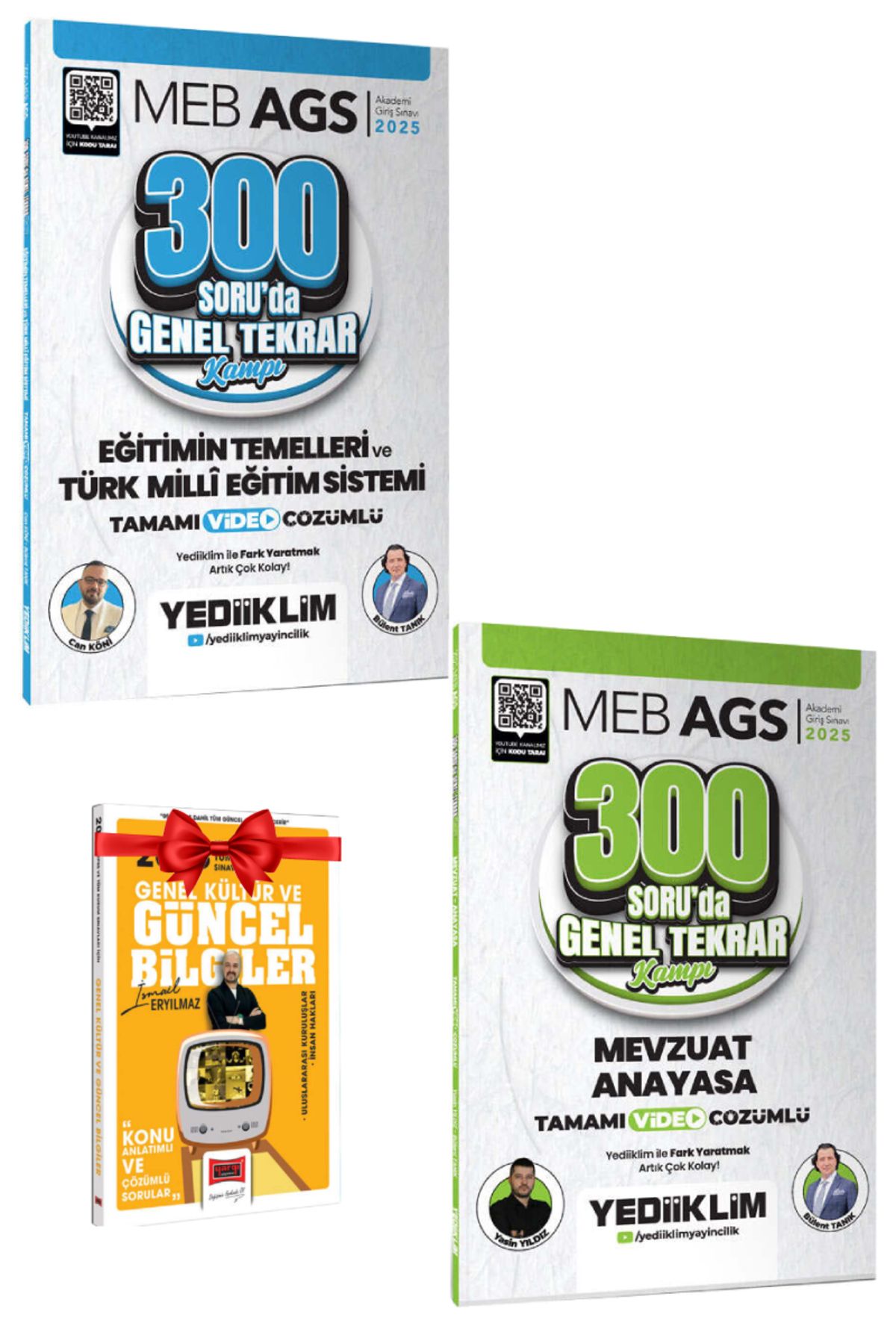 Yediiklim Yayınları 2025 Yediiklim MEB AGS Eğitimin Temelleri 300 Soruda Genel Tekrar+Mevzuat Genel Tekrar+Hediye