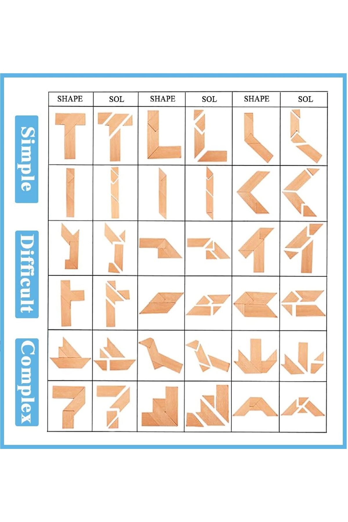 HIQU-Wooden intelligence puzzle game, 100 puzzle shapes, only 4 pieces 3