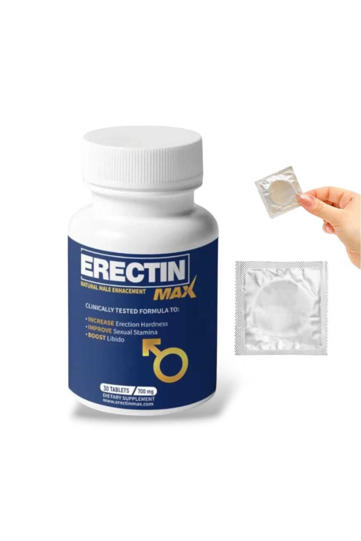 MEDİCREAM Erectin Max Natural Male Enhancement Performans Arttıran 30'lu Takviye + Prezervatif HEDİYE