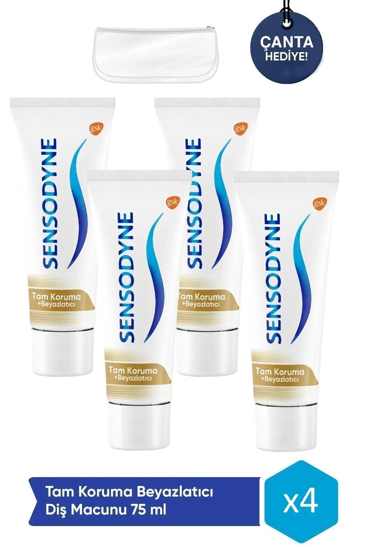 Sensodyne Tam Koruma Ve Beyazlatıcı Diş Macunu 75 Ml Diş Macunu * 4 Adet + Hediye Çanta
