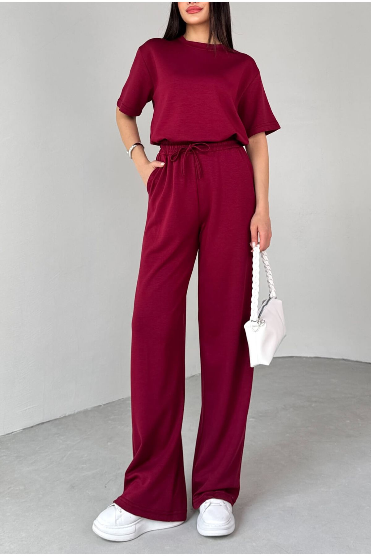 studio fashion 1988 Kadın Siyah Premium Modal Kumaş Bisiklet Yaka Kısa Kol Basic Takım