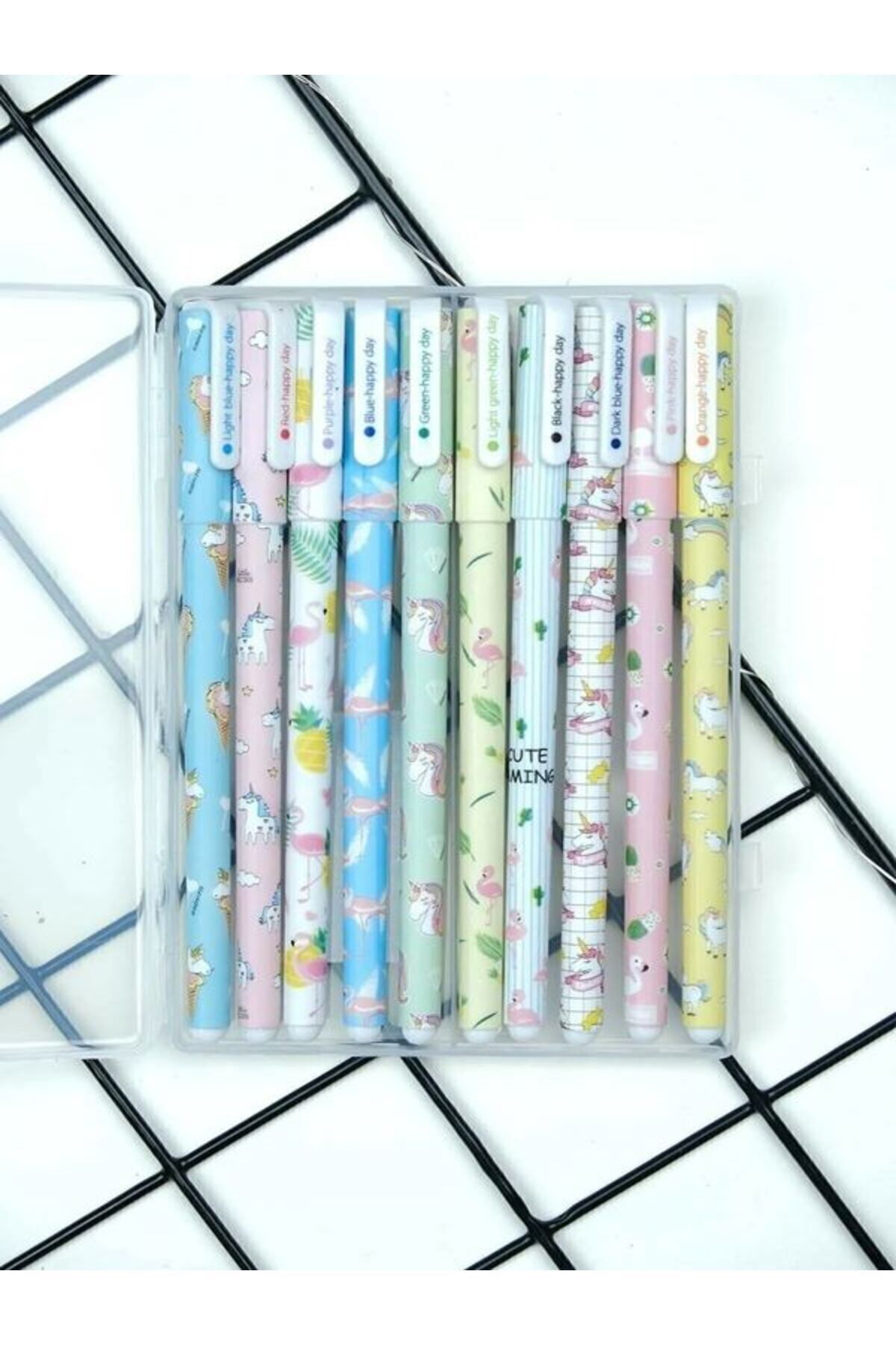 minidünyam-Set of 10 Unicorn-Flamingo Colored Gel Pens 3