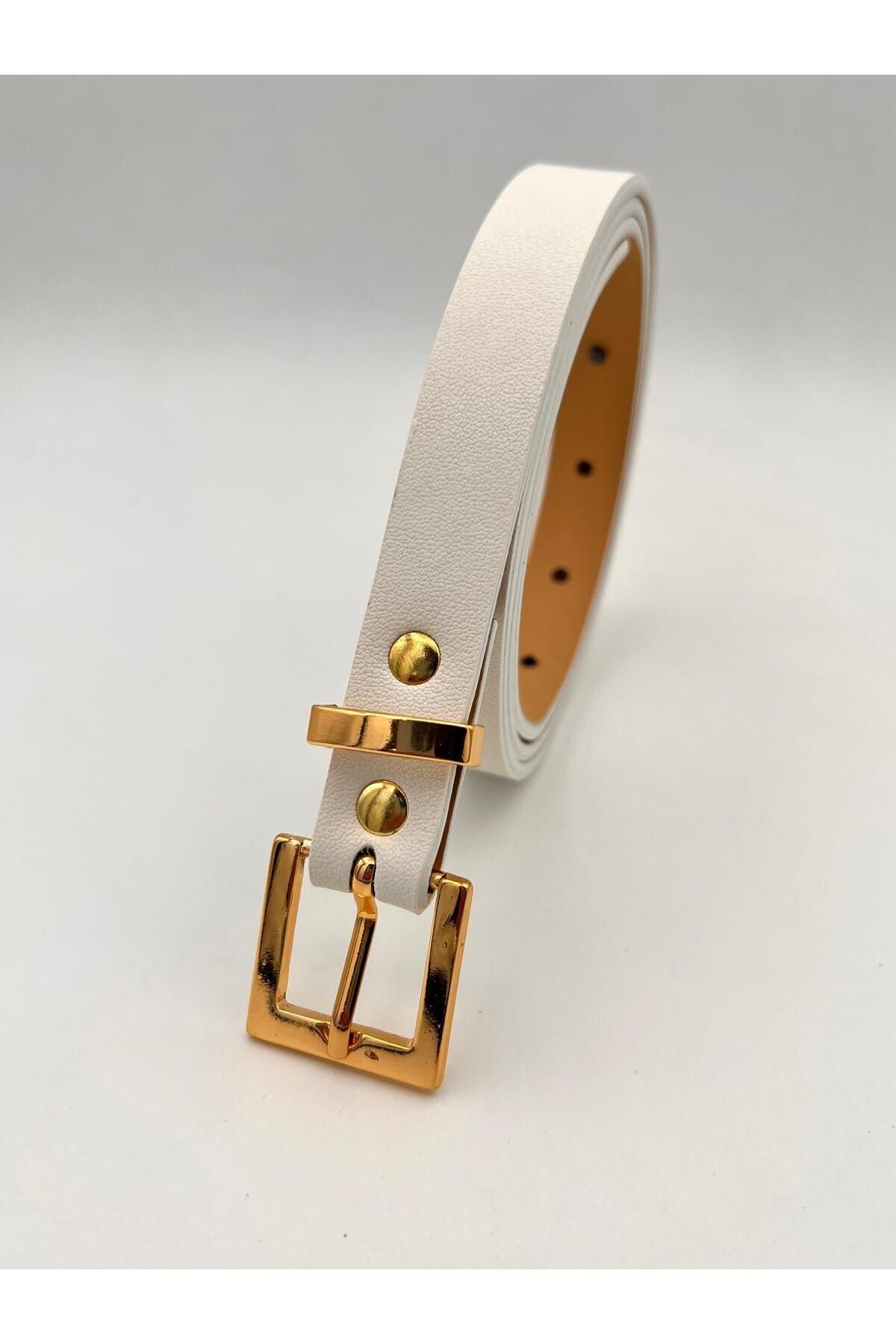 NOİR LUXE 2 cm Körülü Gold Tokalı Kadın Kemer Pantolon Kemeri Elbise Kemeri Gömlek Kemeri Ceket Kemer