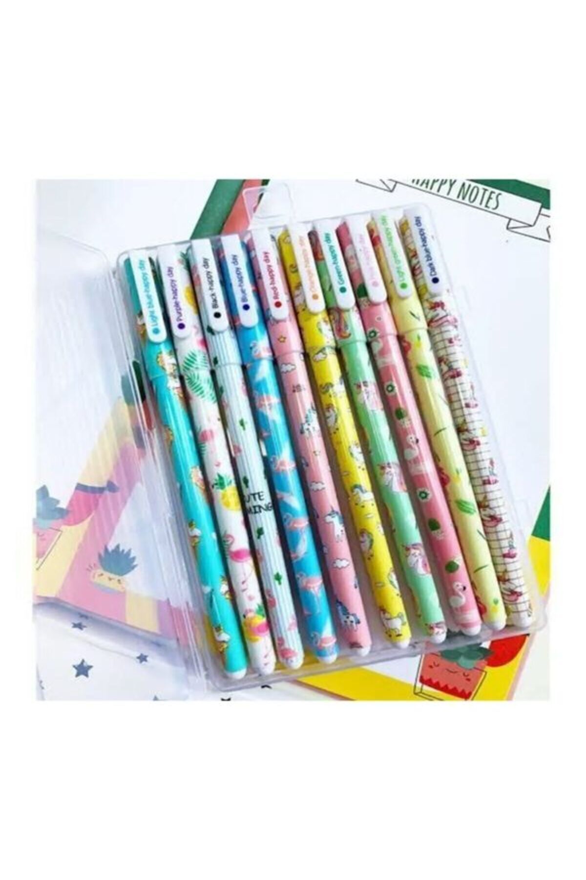 minidünyam-Set of 10 Unicorn-Flamingo Colored Gel Pens 4