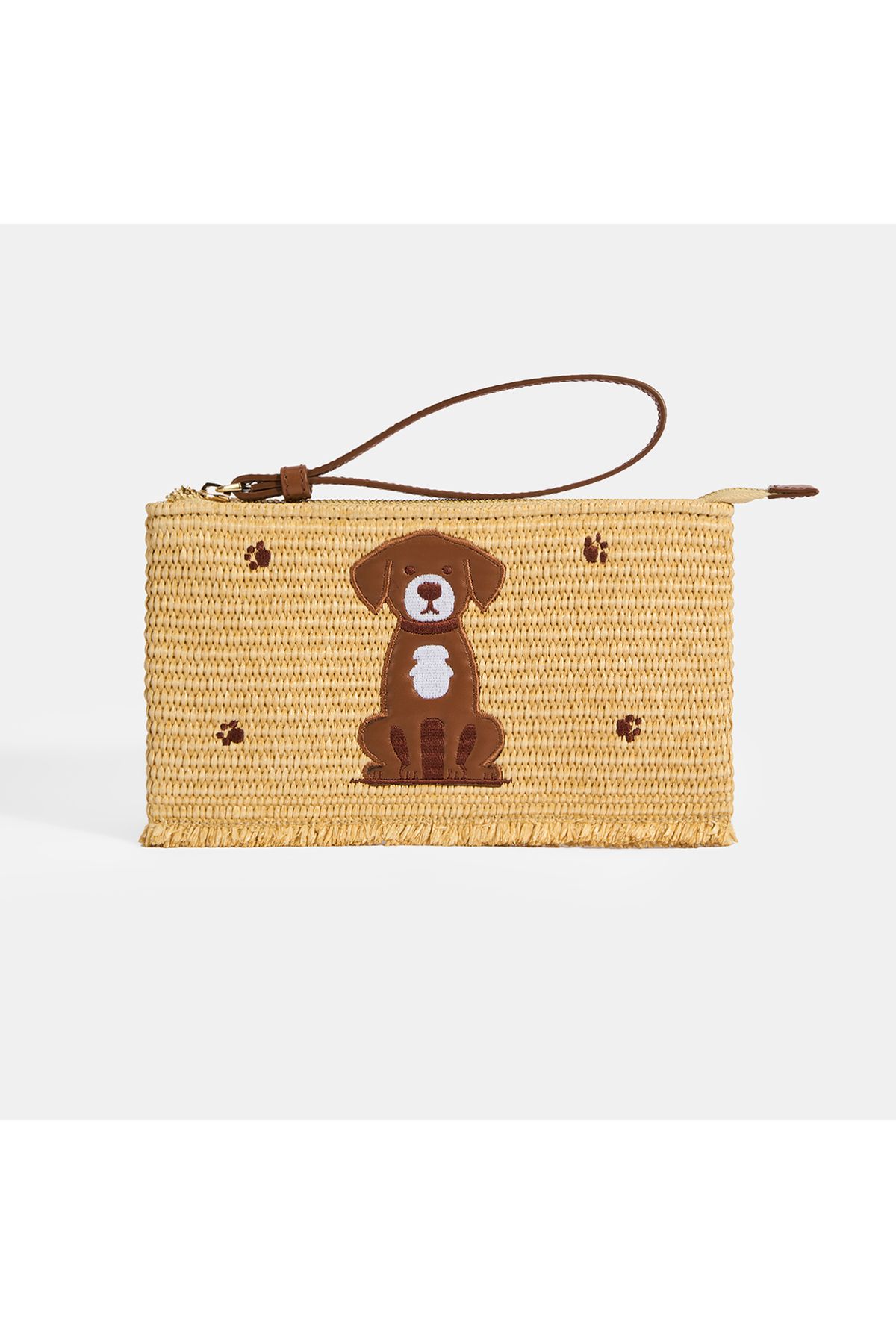 Desa Kadın Kahve Köpek Nakışlı Hasır Clutch