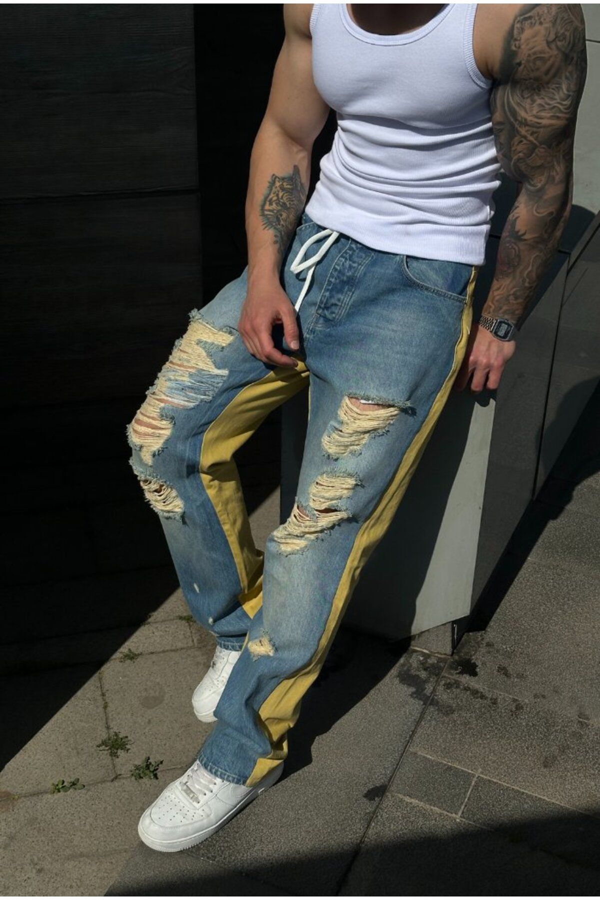 serline Yırtık Detaylı Loose Fit Pantolon