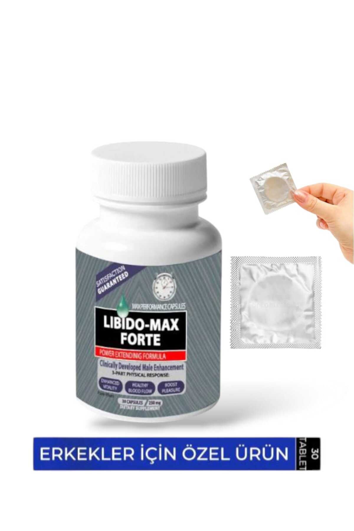 MEDİCREAM Libido-Max Forte 30'lu Performans Destekleyici Takviye + Prezervatif HEDİYE