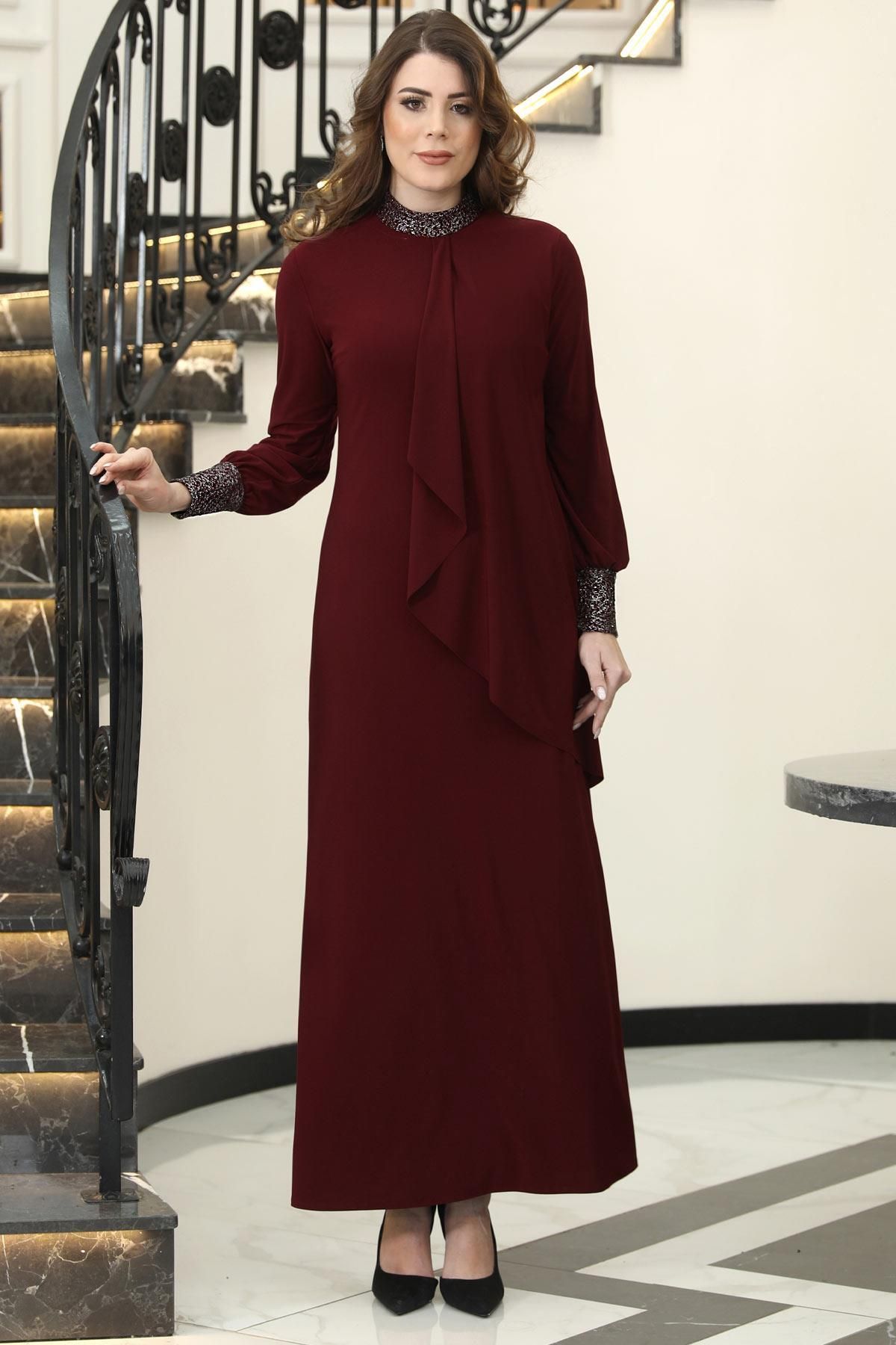 DENİMİNİ Efsane Sandy Elbise Bordo DNMELB42