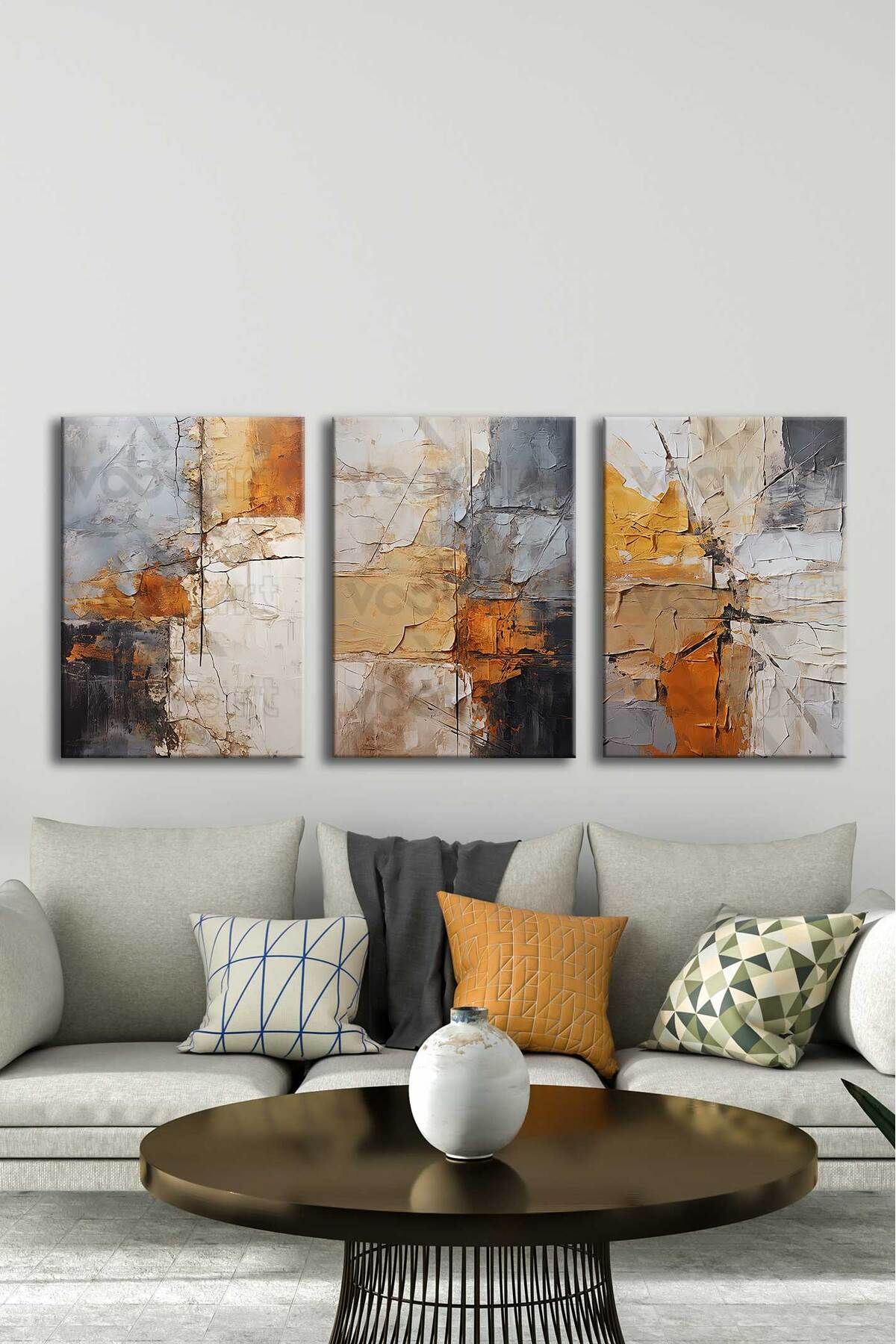 Voovart Modern Soyut Kanvas Tablosu 3’lü Canvas Tablo Seti - VOOV4329