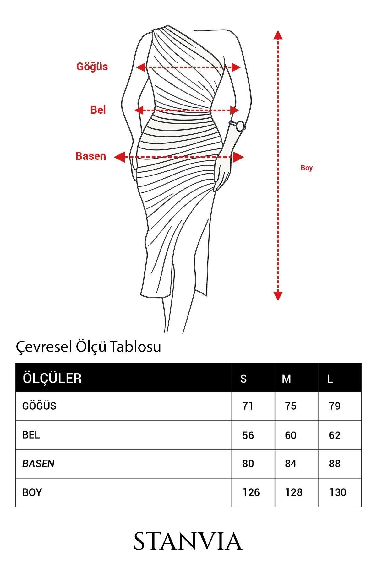 STANVİA-Rochie Midi Drapată pe un umăr Negru 6