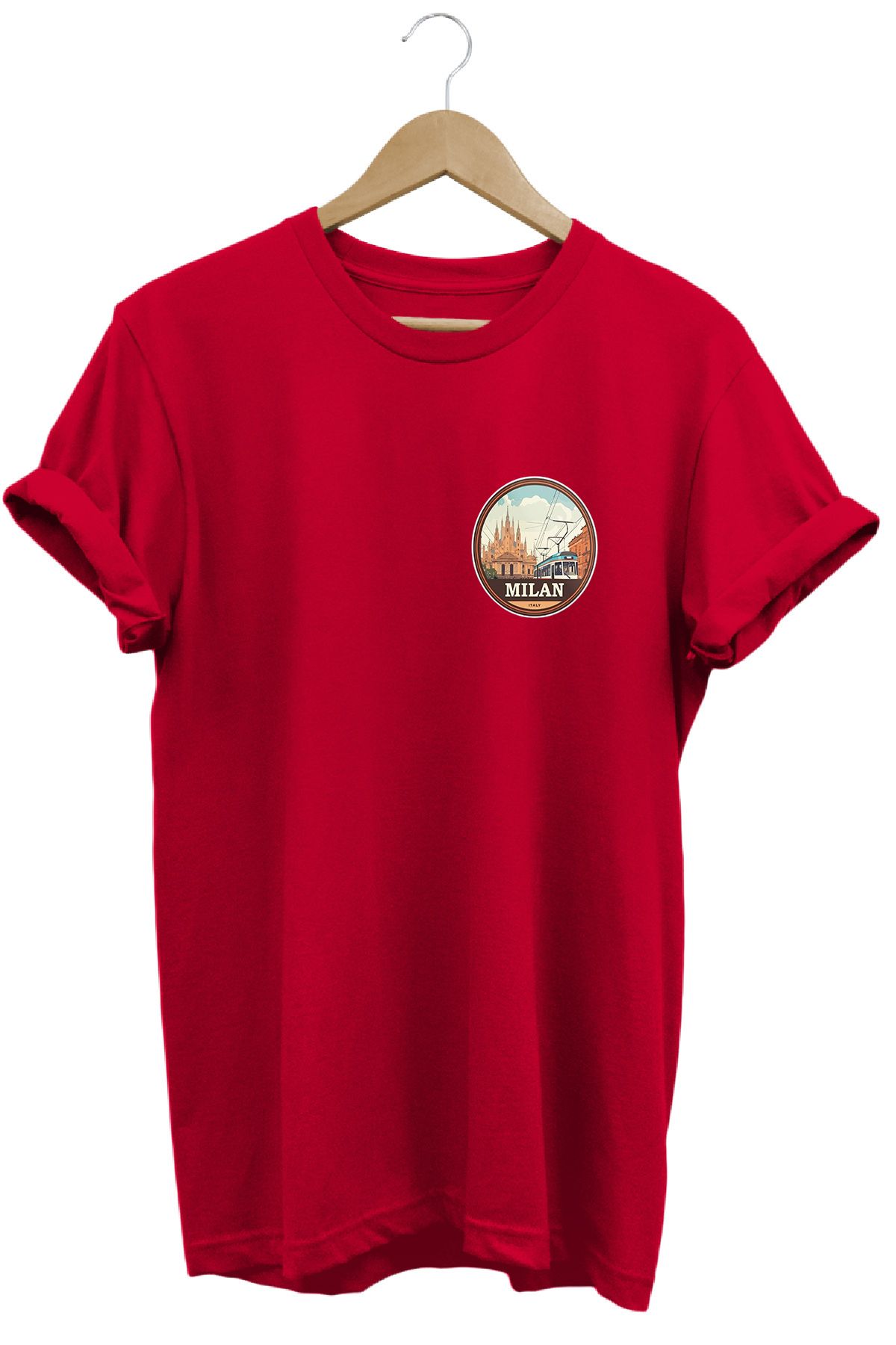 remonz Şehirler Serisi Milan Baskılı %100 Pamuk Regular Fit Bisiklet Yaka T-shirt