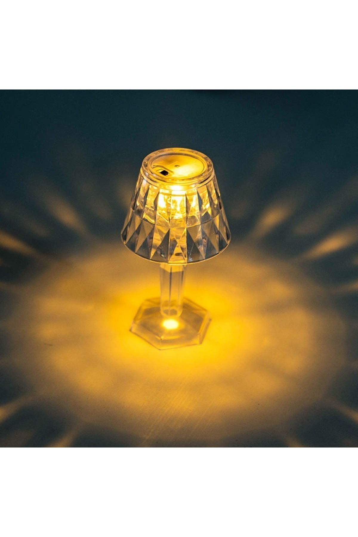 KuantumHome-Mini Crystal Led Transparent Table Lamp Plug-In Removable Lampshade 12cm 2