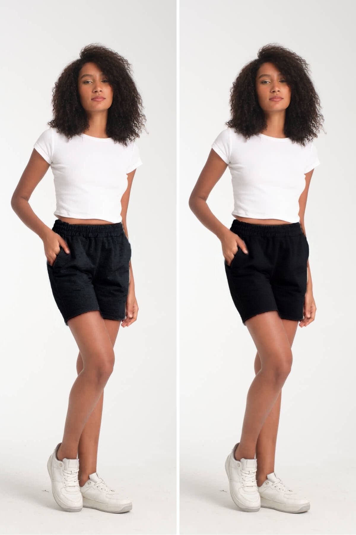 VERSCOVE Kadın mini boy 2 li süper set yan cepli belden bağcık ayarlamalı basic penye şort
