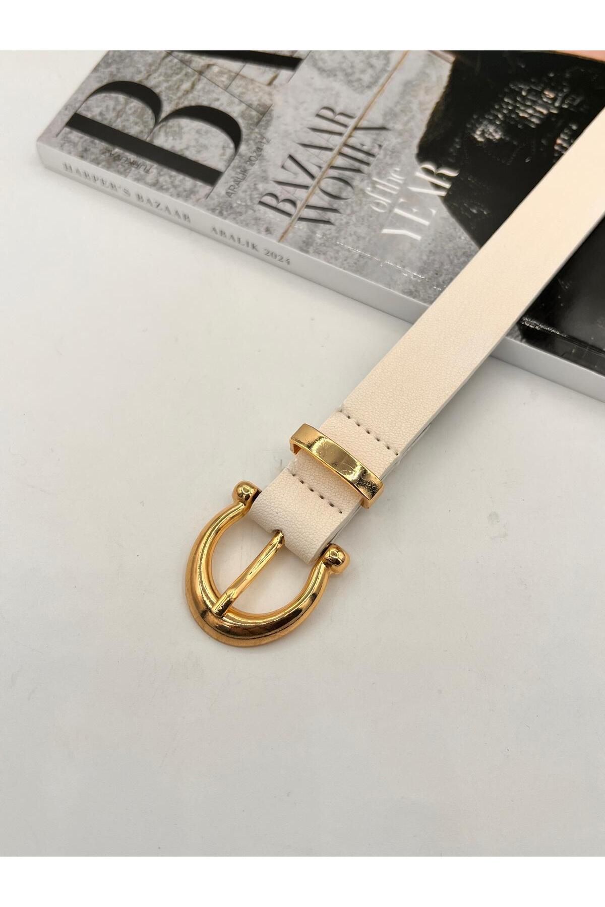NOİR LUXE Gold Tokalı Köprülü ince Kadın Kemer Pantolon Kemeri Elbise Kemeri Gömlek Kemeri Ceket Kemeri