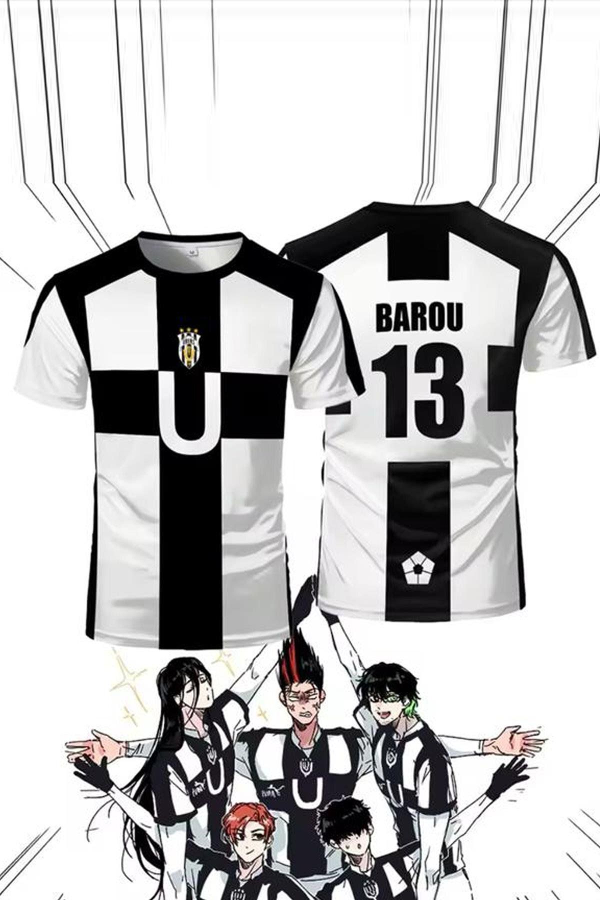 Karakedi Beyaz Siyah Anime Blue Lock Barou 13 No Forma Unisex T-shirt