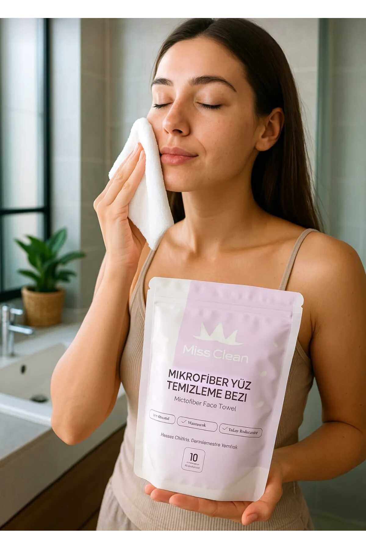 elfnur Missclean 10 ADET ) Cilt Bakım Ve Kusursuz Makyaj Temizleme Bezi Mikrofiber Seyehat Tip Özel Paketli