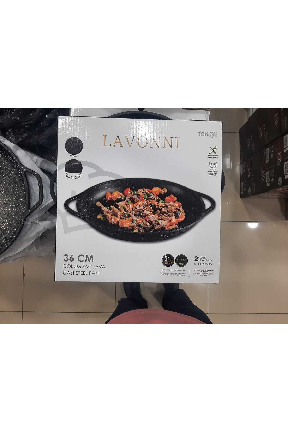 bir sürü eşya pak market Lavonni Döküm Sac Tava 36cm Sac Kavurma Tavası Bazlama Tavası