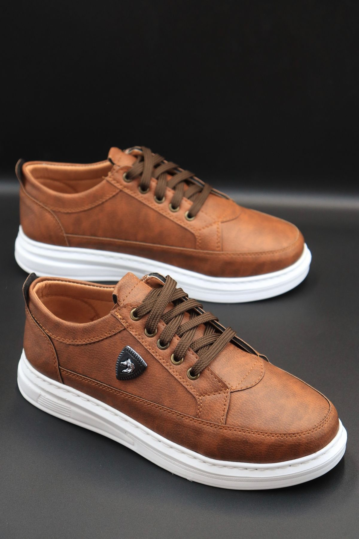 BY ERG SHOES Erkek Kahverengi Hafif Esnek Poli Taba Yürüyüs Garantili Spor Sneaker Ayakkabı
