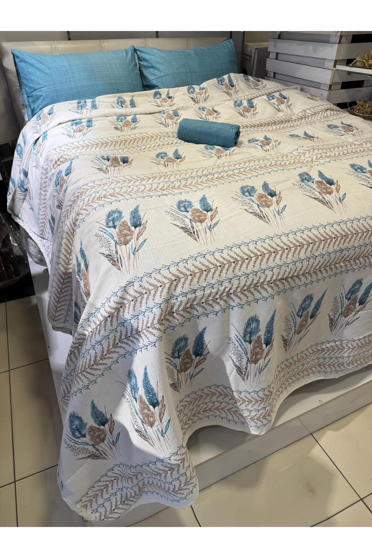 ŞENER HOME-Ekin Patterned Sheet Mint, Elastic Personality Set 3