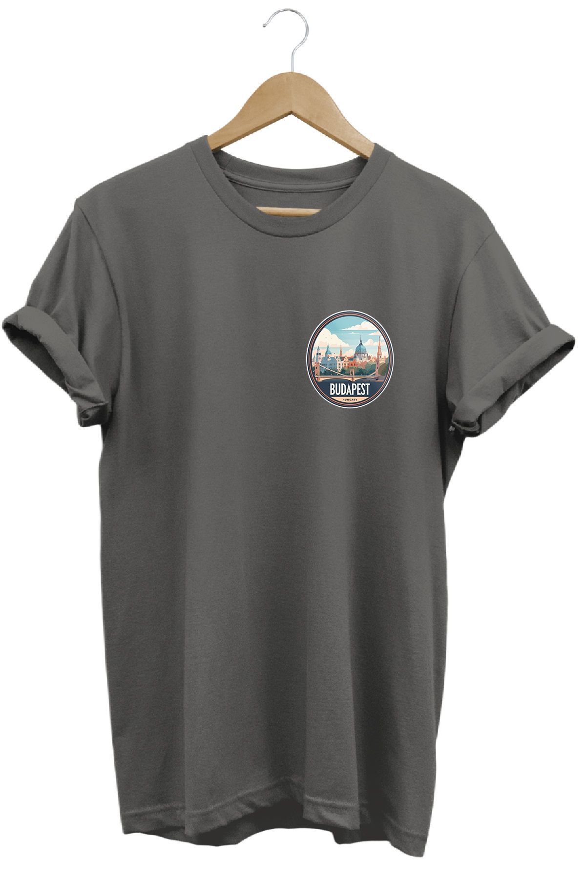 remonz Şehirler Serisi Budapeşte Baskılı %100 Pamuk Regular Fit Bisiklet Yaka T-shirt