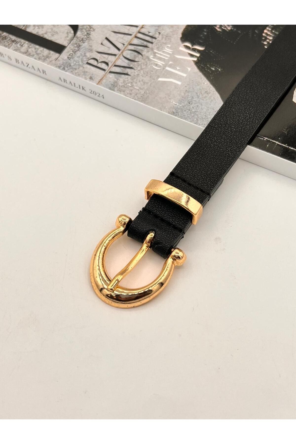 NOİR LUXE Gold Tokalı Köprülü ince Kadın Kemer Pantolon Kemeri Elbise Kemeri Gömlek Kemeri Ceket Kemeri