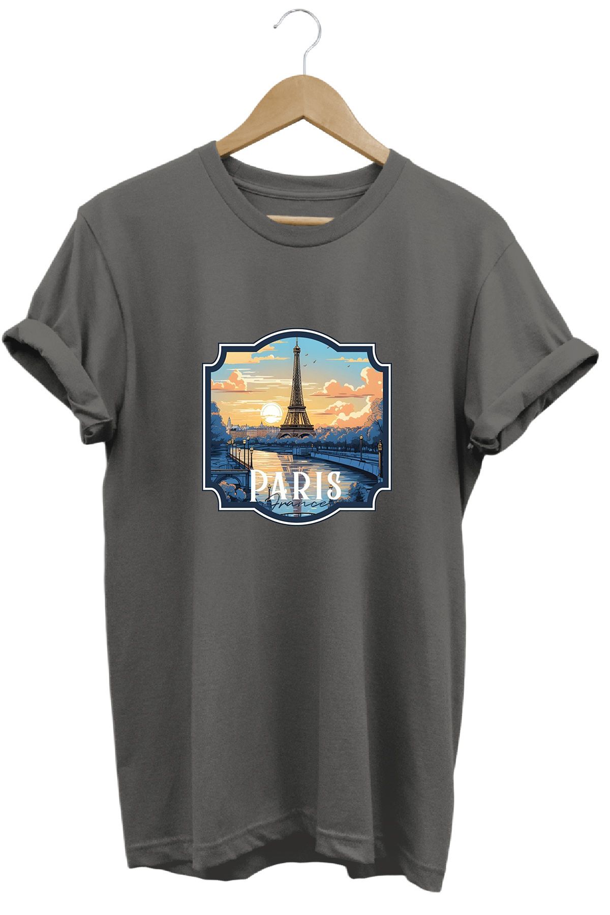 remonz Şehirler Serisi Paris Baskılı %100 Pamuk Regular Fit Bisiklet Yaka T-shirt
